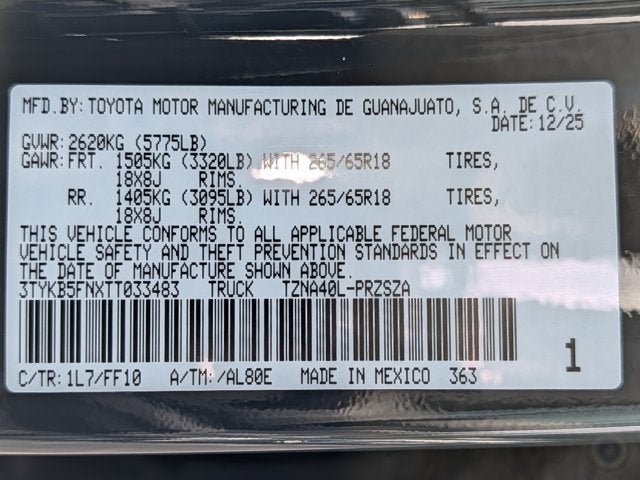 2026 Toyota Tacoma SR5