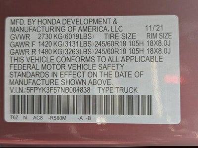 2022 Honda Ridgeline RTL