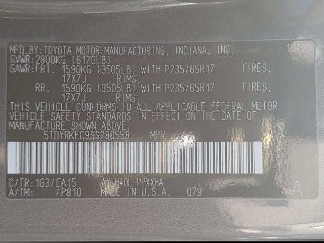 2025 Toyota Sienna XLE 8 Passenger