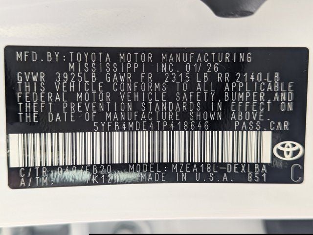 2026 Toyota Corolla LE